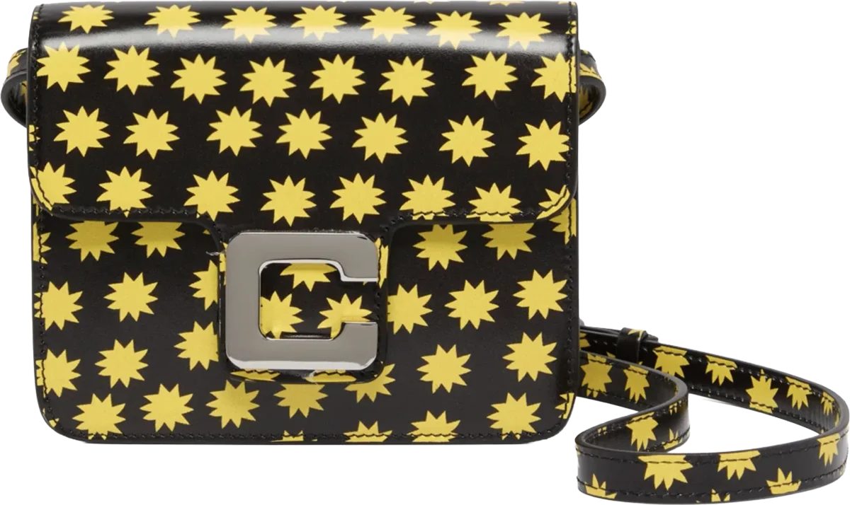Star M Black Leather Bag With Yellow Star, Carel Paris