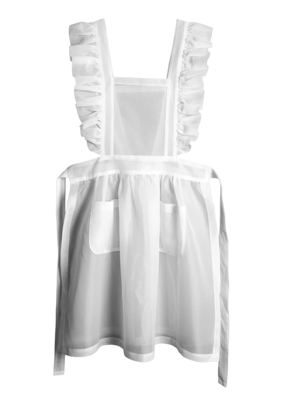 White Ruffled Organdy Apron, Houses and parties