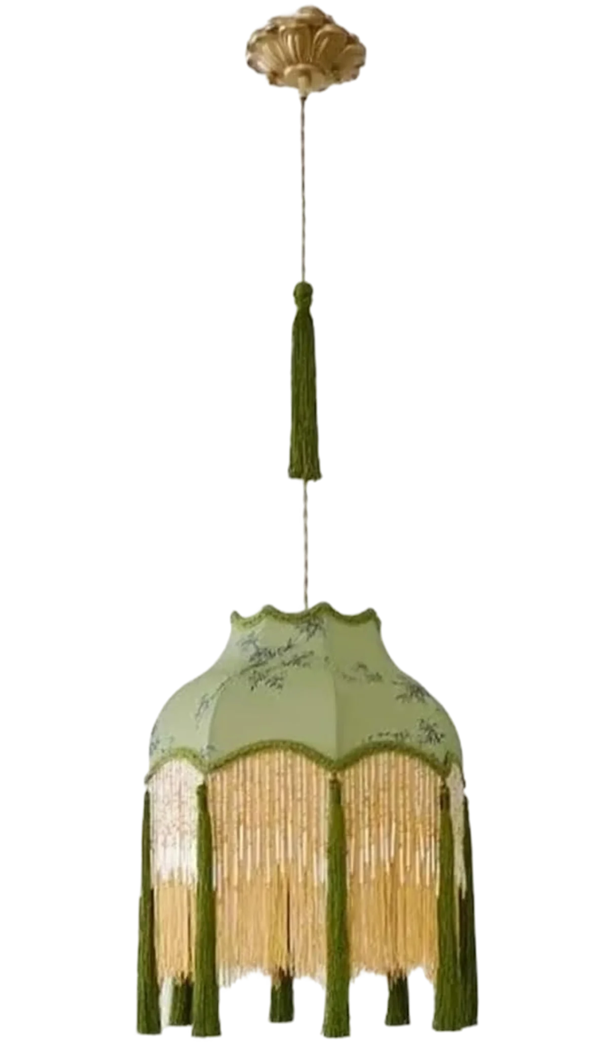 Retro Green Tassel Chandelier, Generic