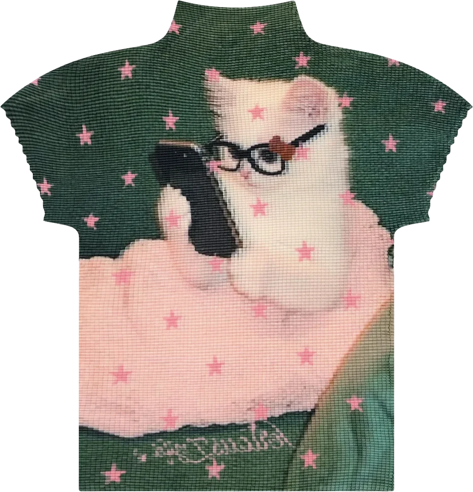 cute cat print top, belchic