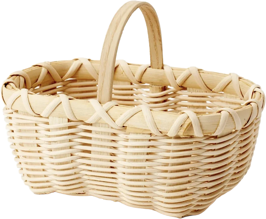 Woven tidbit basket, Houses and parties