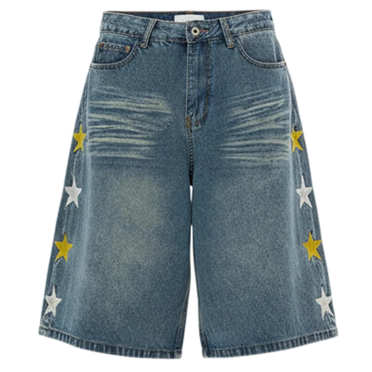 Starlane Spray Wide Denim Shorts, Oro