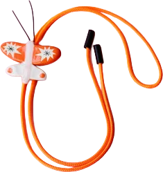 orange butterfly cord necklace, berthe ceramique
