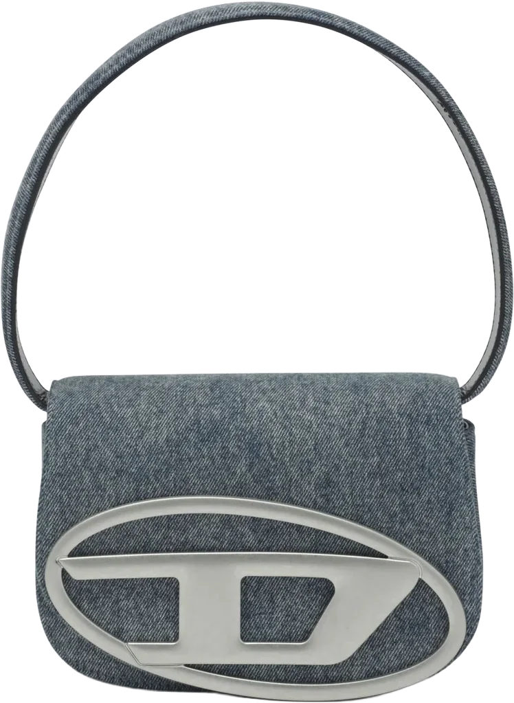 1dr logo-plaque denim tote bag, diesel