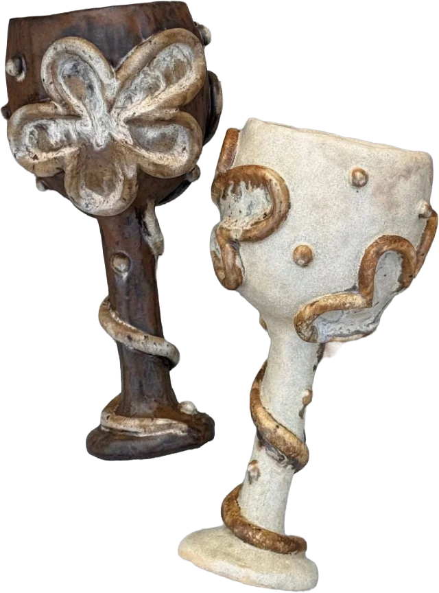 stoneware flower goblets, solasya