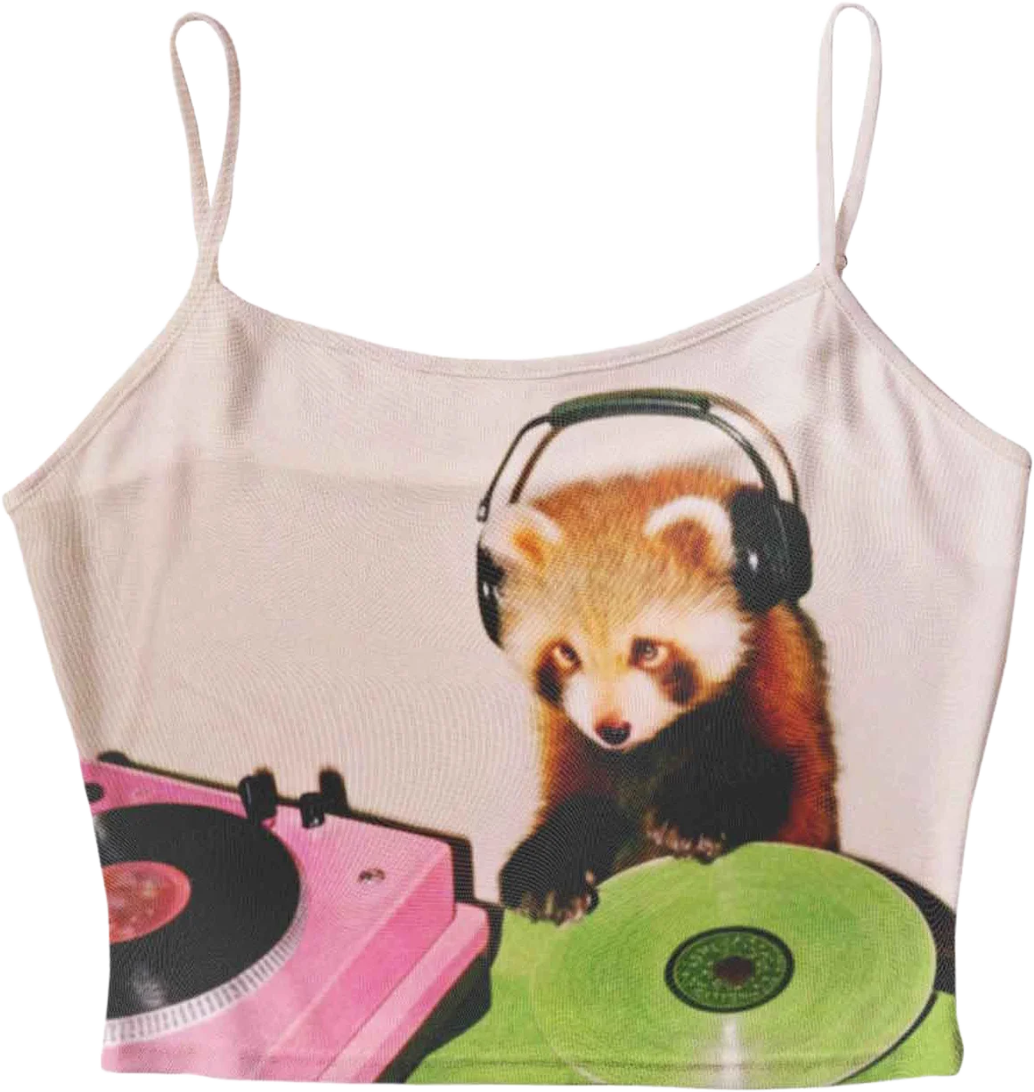 red panda dj y2k mesh cami tank, cherry kitten