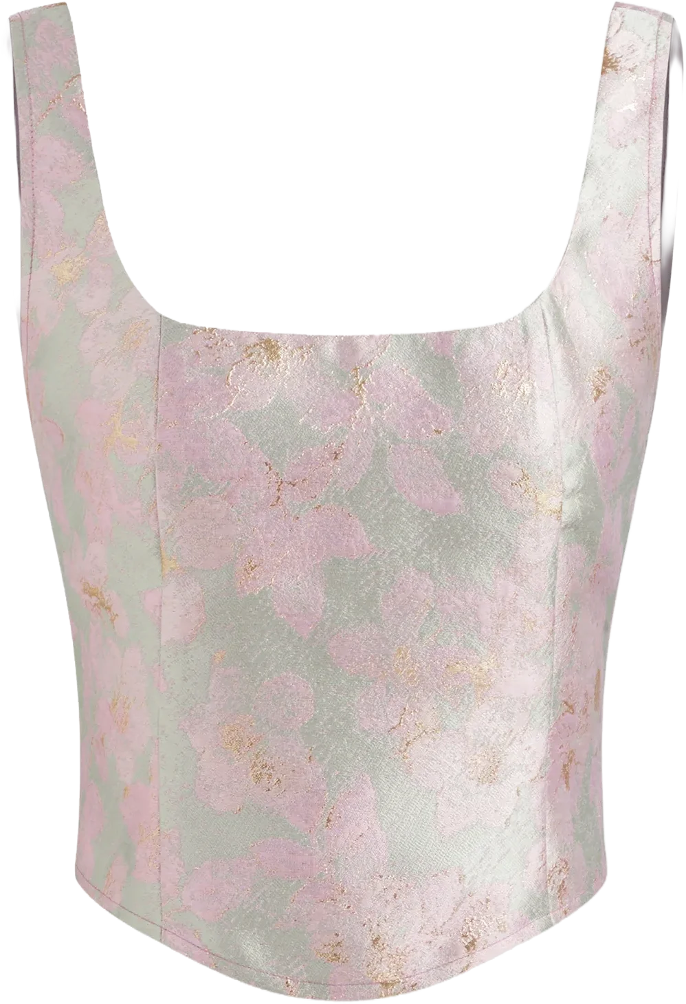 scoop neckline floral ruffle hem crop top camis blouse, cider