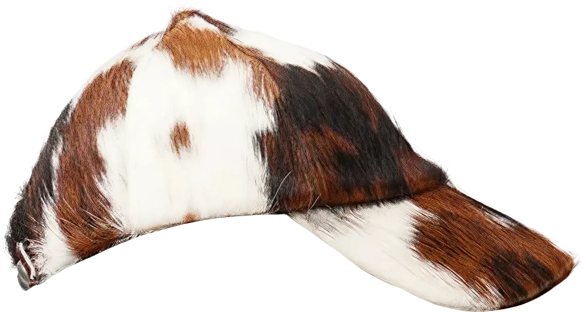 Tri color pony hair cow print cap, Fourth3ex