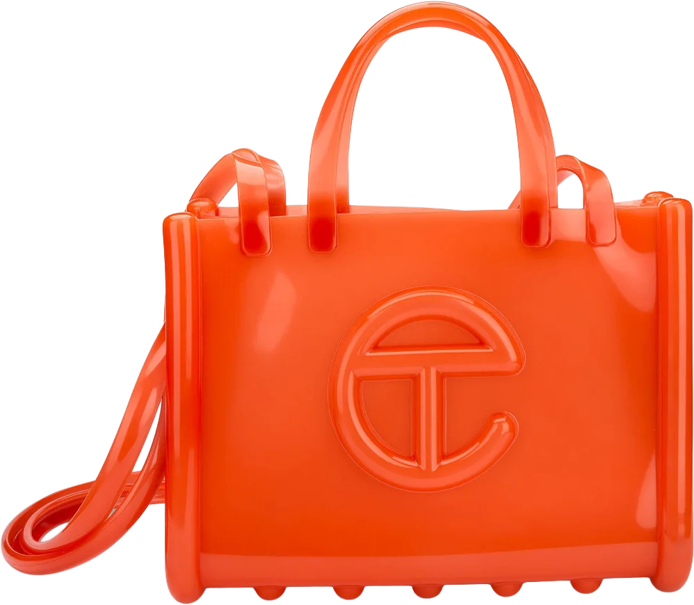 medium jelly shopper in orange, melissa x telfar