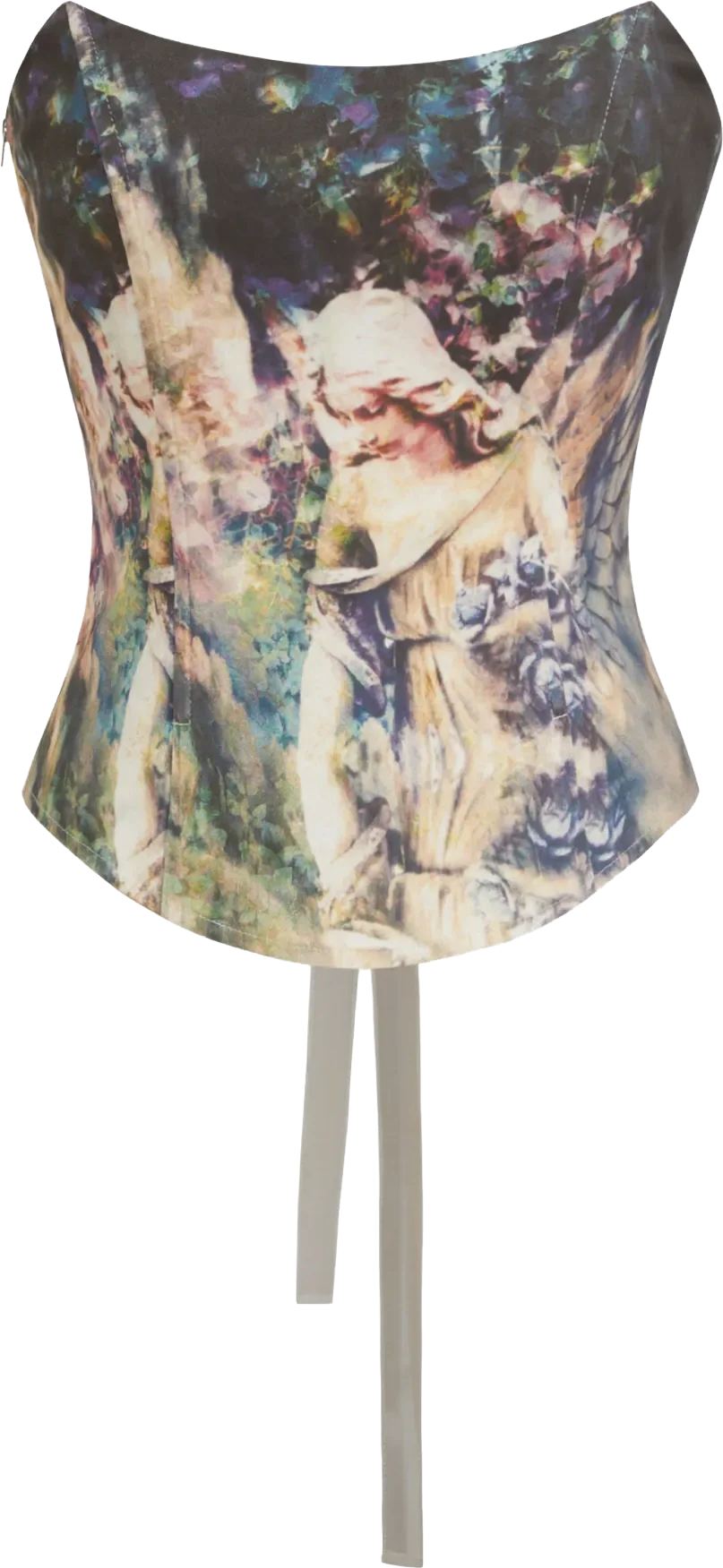 figure oil painting lace up bandeau corset, cider
