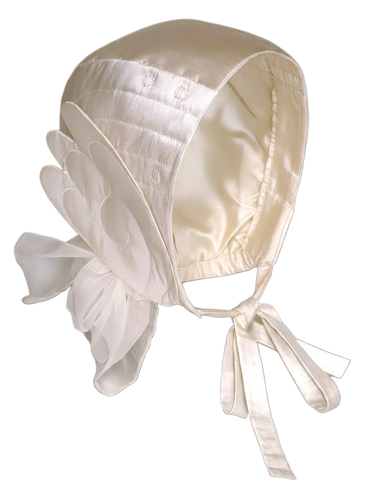 Pearl Silk Wing Helmet Bonnet, between beauty