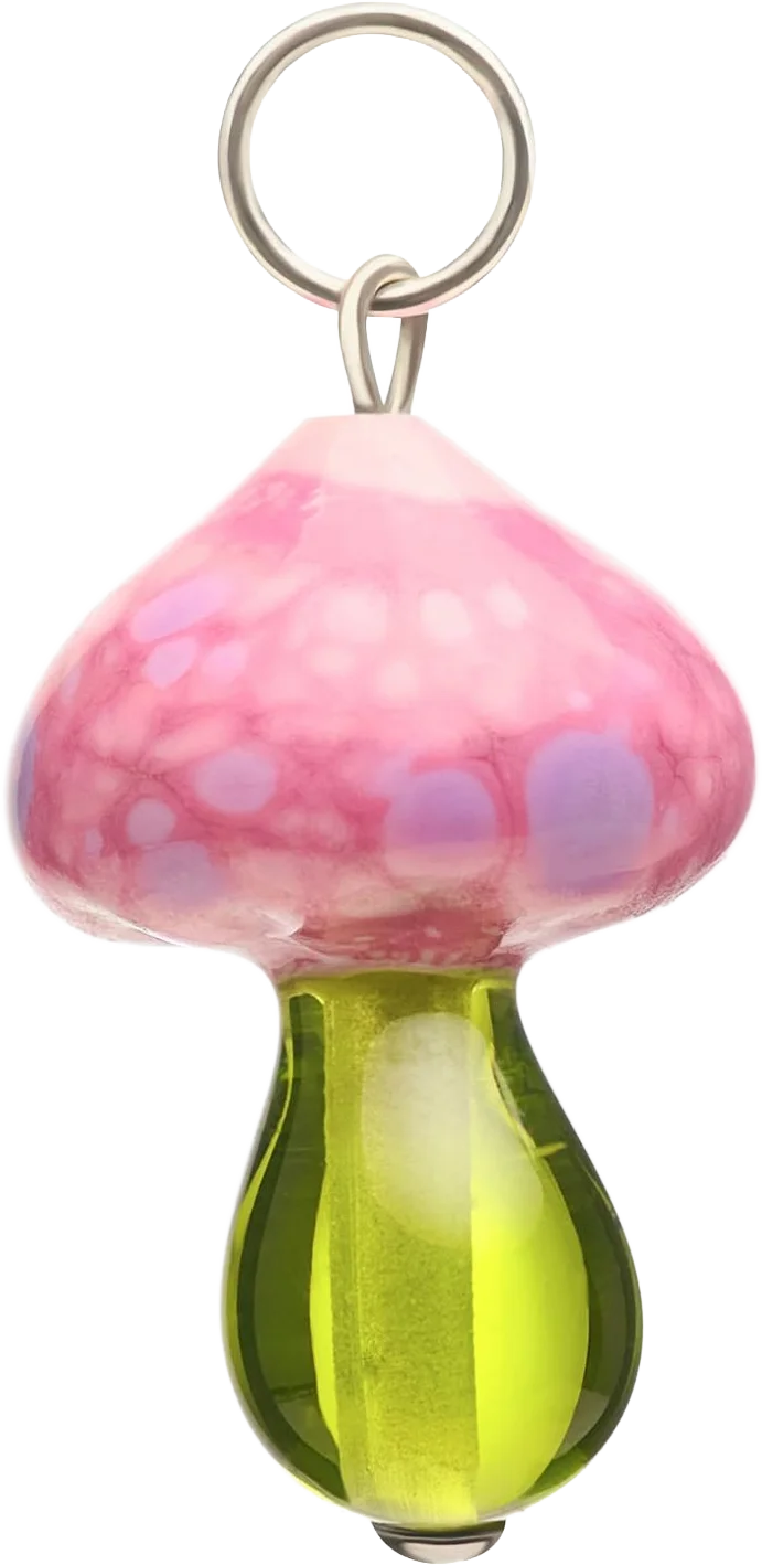Shroomberry glass charm, after hours