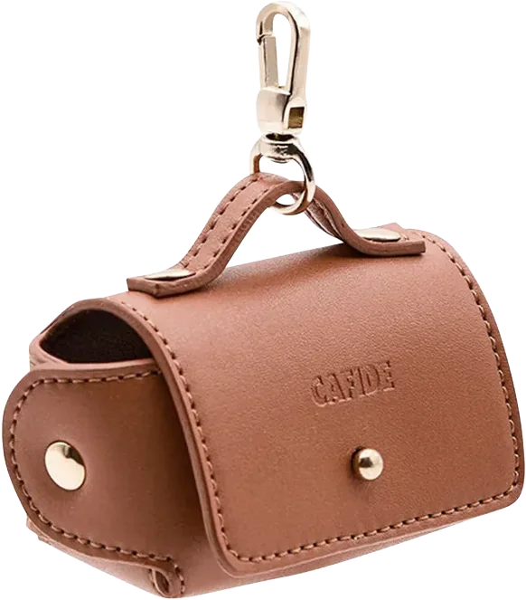 brown vegan leather dog bag dispenser, cafide