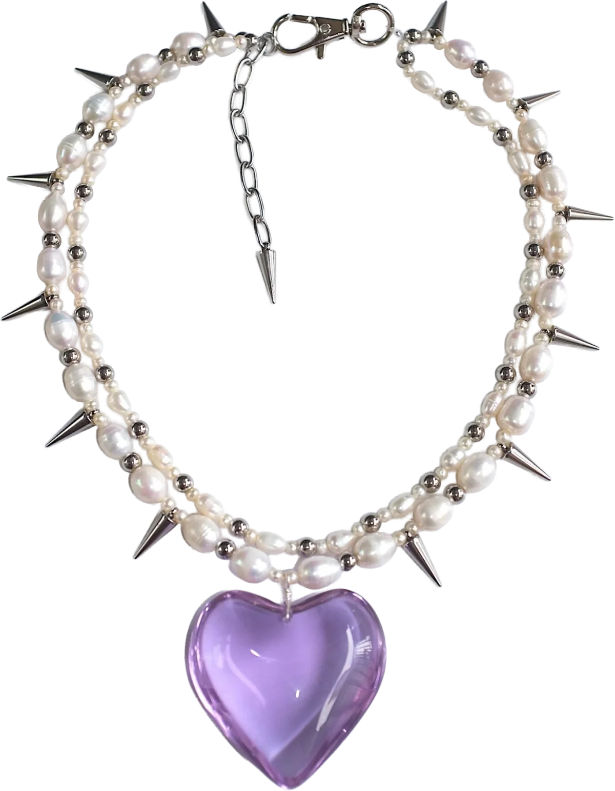Pearl and metal with heart pendant necklace, InfluBijouxSH