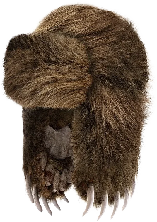 bear claw hat in brown, bravest studios
