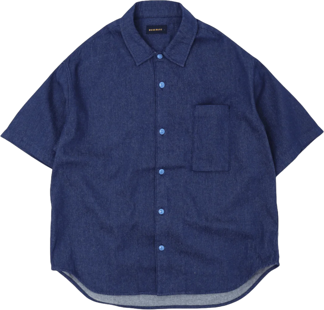 washed denim short sleeve shirt, workware