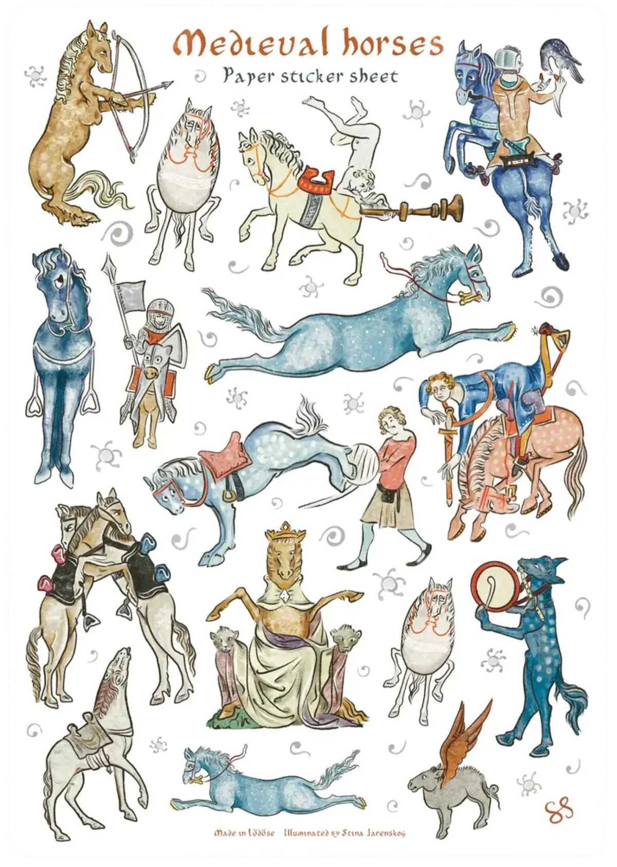 Medieval Horses Sticker Sheet, stina jarenskog design