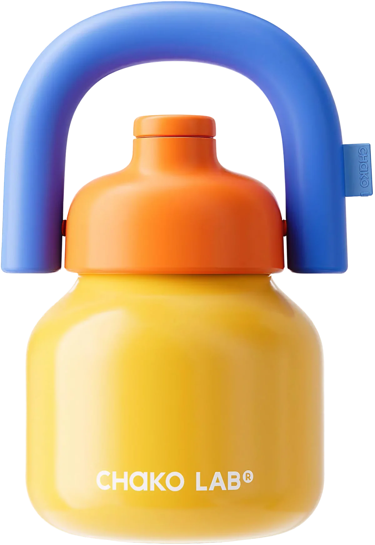 yellow & blue stainless steel water bottle, chako lab