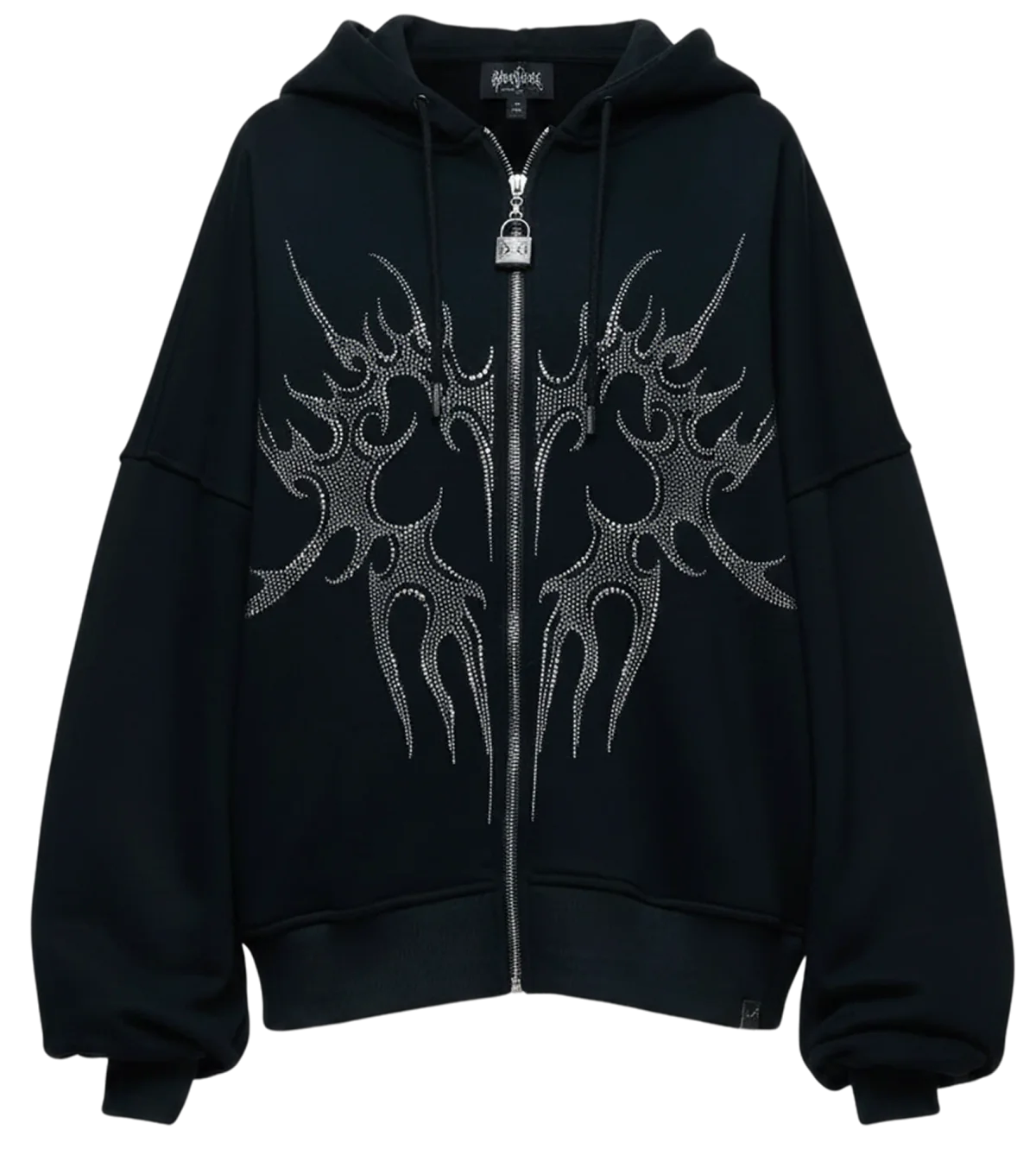 burning heart zip-up hoodie, minga london