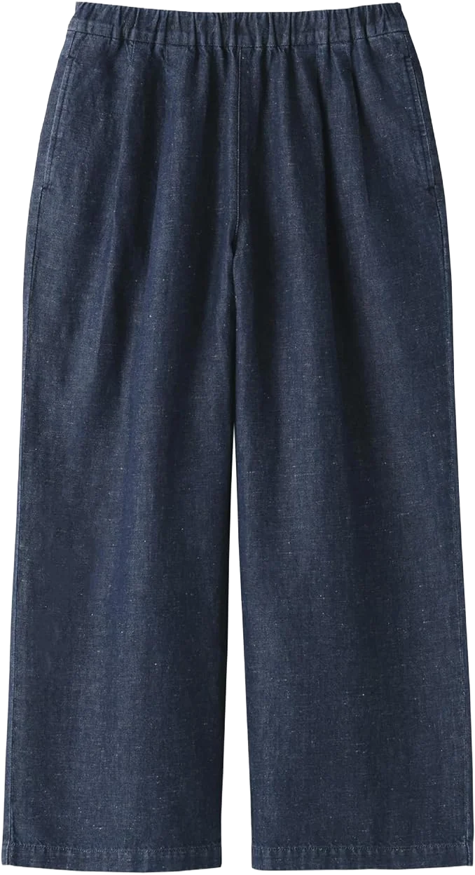 women's cotton-linen denim easy wide pants, muji
