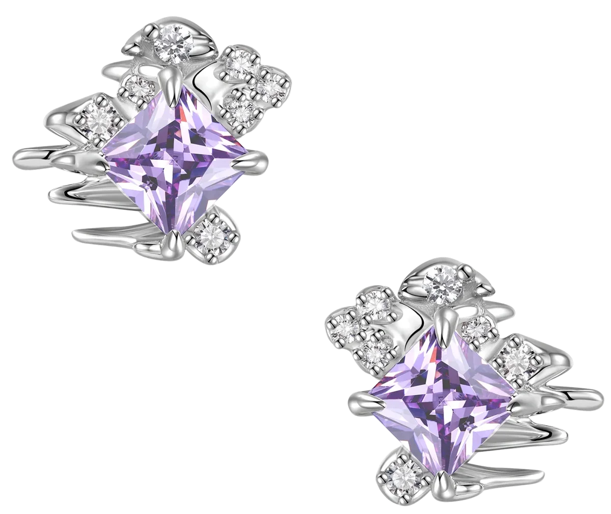 Ripple / Rhombic zircon earrings, yvmin