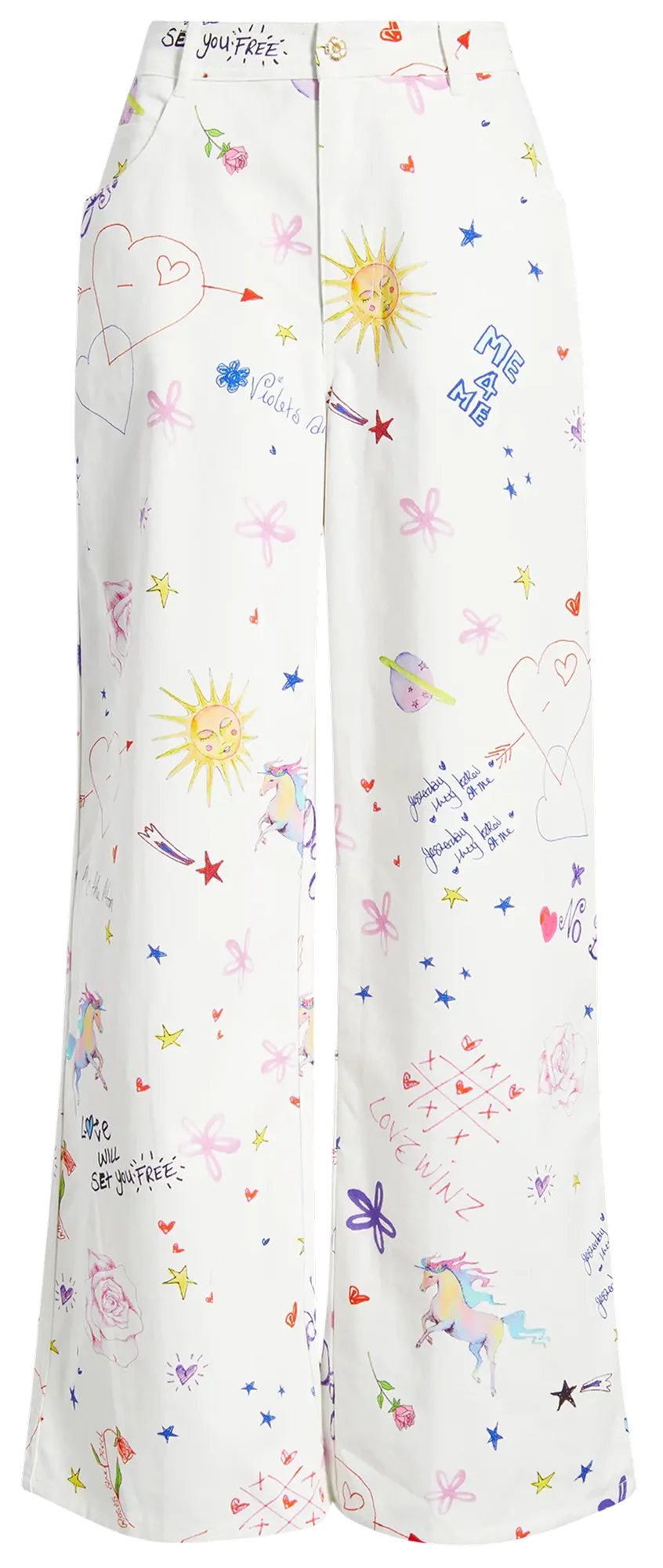 Printed Straight Leg Jeans, Kulani Kinis