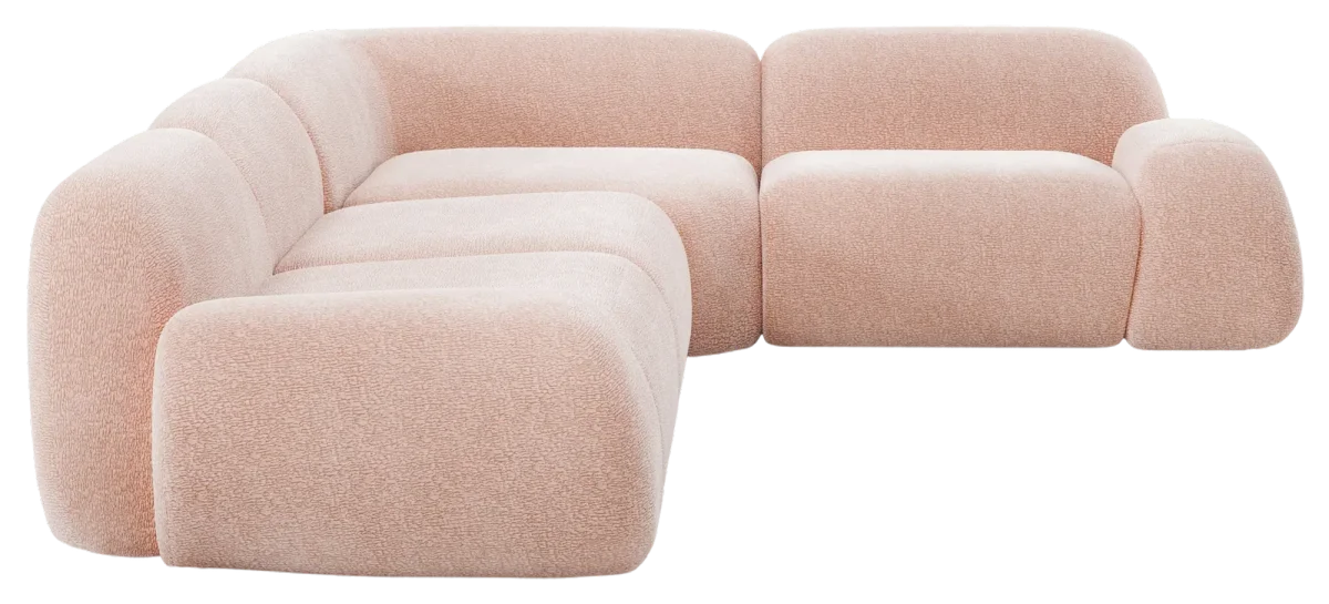 Wolke Corner Sofa, Pale Pink Textured Velvet, Westwing Collection